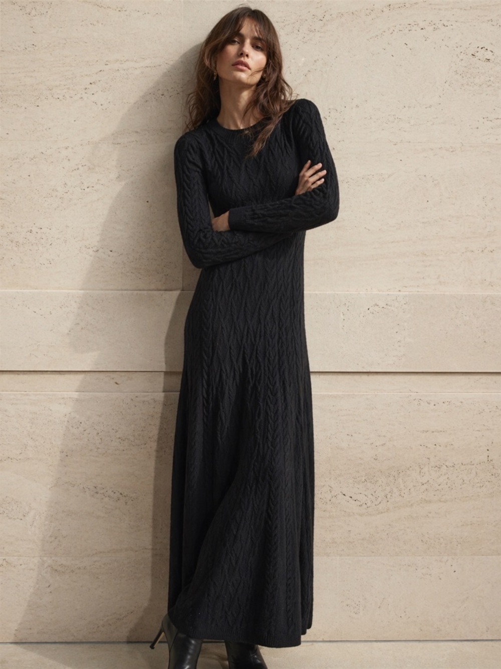 The Kooples French Luxury Merino Wool Cable Knit Maxi Dress Nwt Size Small